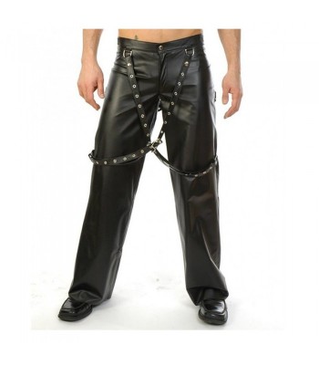 Men Gothic Biker Pant with Suspender Buckle Bondage Pants For Sale  (2025)